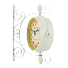 Load image into Gallery viewer, Double Sided Metal Hanging Wall Clock In Vintage Train Station Design - Adler&#39;s Store