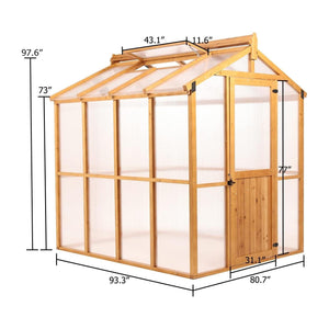 Fir Wood 81 x 93 x 98 Inch Greenhouse with Poly Panels and Roof Vent - Adler's Store