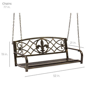Fleur-De-Lis Design Steel Hanging Love Seat - Adler's Store