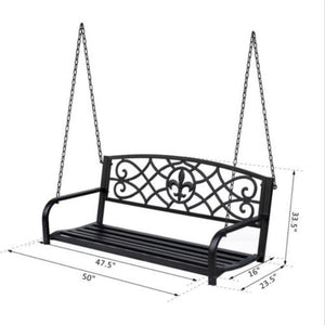 Fleur-De-Lis Design Steel Hanging Love Seat - Adler's Store