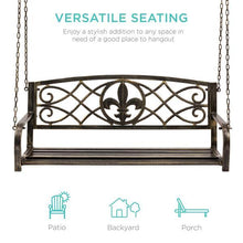 Load image into Gallery viewer, Fleur-De-Lis Design Steel Hanging Love Seat - Adler&#39;s Store