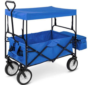 Folding Utility Camping Wagon with 2 Cup Holders and Removable Canopy - Adler's Store
