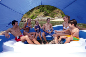 Giant Floating 6 Person Island Lounge Raft with UV Shelter and Cooler Bag - Adler's Store