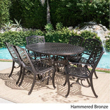 Load image into Gallery viewer, Hammered Bronze 7-Piece Expandable Patio Dining Set with Umbrella Hole - Adler&#39;s Store
