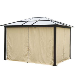 Hardtop 12 x 10 Ft Steel Gazebo with Mosquito Net and Awning - Adler's Store