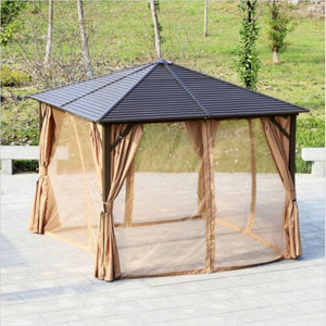 Hardtop Gazebo with Screened Curtains Size 10'x10' Aluminum Metal - Adler's Store