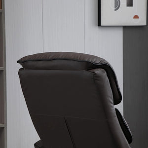 High Back Swivel PU Leather Recliner Armchair with Footrest Stool - Adler's Store