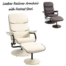 Load image into Gallery viewer, High Back Swivel PU Leather Recliner Armchair with Footrest Stool - Adler&#39;s Store