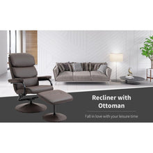 Load image into Gallery viewer, High Back Swivel PU Leather Recliner Armchair with Footrest Stool - Adler&#39;s Store