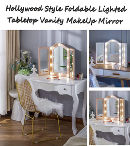 Hollywood Style Foldable Lighted Tabletop Vanity MakeUp Mirror - Adler's Store