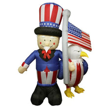 Load image into Gallery viewer, Inflatable Lighted Uncle Sam with American Flag Eagle - Adler&#39;s Store