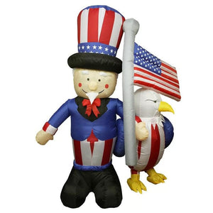 Inflatable Lighted Uncle Sam with American Flag Eagle - Adler's Store
