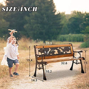 Kids Animals Décor Cast Iron and Wooden Patio Bench - Adler's Store
