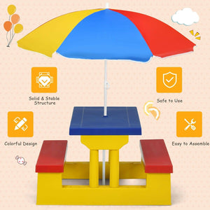 Kids Portable Picnic and Bench Table with Removable Umbrella - Adler's Store