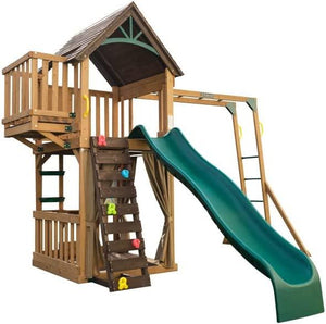 Kids Wooden Activity Clubhouse Playset with Slide and Monkey Bars - Adler's Store