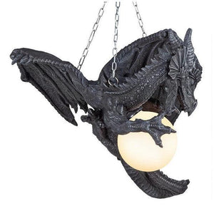 Majestic Chandelier Hanging Medieval Dragon Lamp Sculpture - Adler's Store
