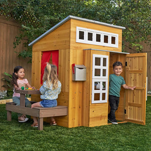 Modern Wooden Playhouse with Picnic Table - Adler's Store