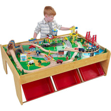 Load image into Gallery viewer, Mountain City Wooden Train Set and Table with 120 Pieces - Great Gift for Kids - Adler&#39;s Store