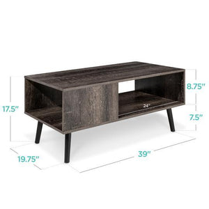 Natural Wood Mid-Century Open Shelf Coffee Accent Table - Adler's Store