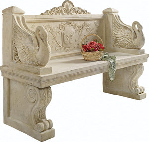 Neoclassical Swan Outdoor Decorative 5 Foot 2 Seat Garden Bench - Adler's Store