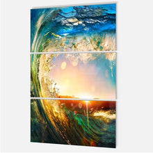 Load image into Gallery viewer, Ocean Waves Seashore Sunset 3 Metal Panel Wall Art - Adler&#39;s Store