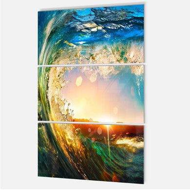 Ocean Waves Seashore Sunset 3 Metal Panel Wall Art - Adler's Store