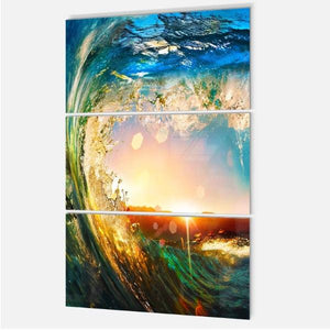 Ocean Waves Seashore Sunset 3 Metal Panel Wall Art - Adler's Store