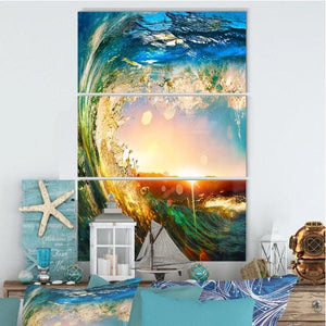 Ocean Waves Seashore Sunset 3 Metal Panel Wall Art - Adler's Store