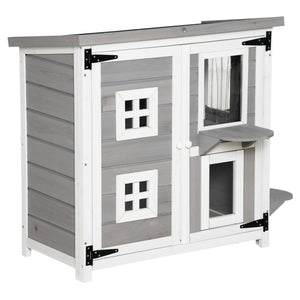 Outdoor 2-Tier Weather Resistant Kitty Shelter - Adler's Store