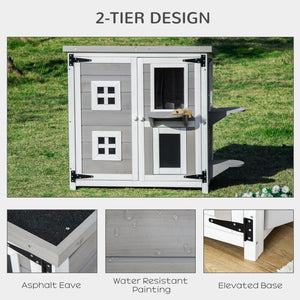 Outdoor 2-Tier Weather Resistant Kitty Shelter - Adler's Store