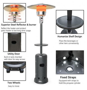 Outdoor 48000 BTU Propane Gas Area Heater with Table and Wheels - Adler's Store