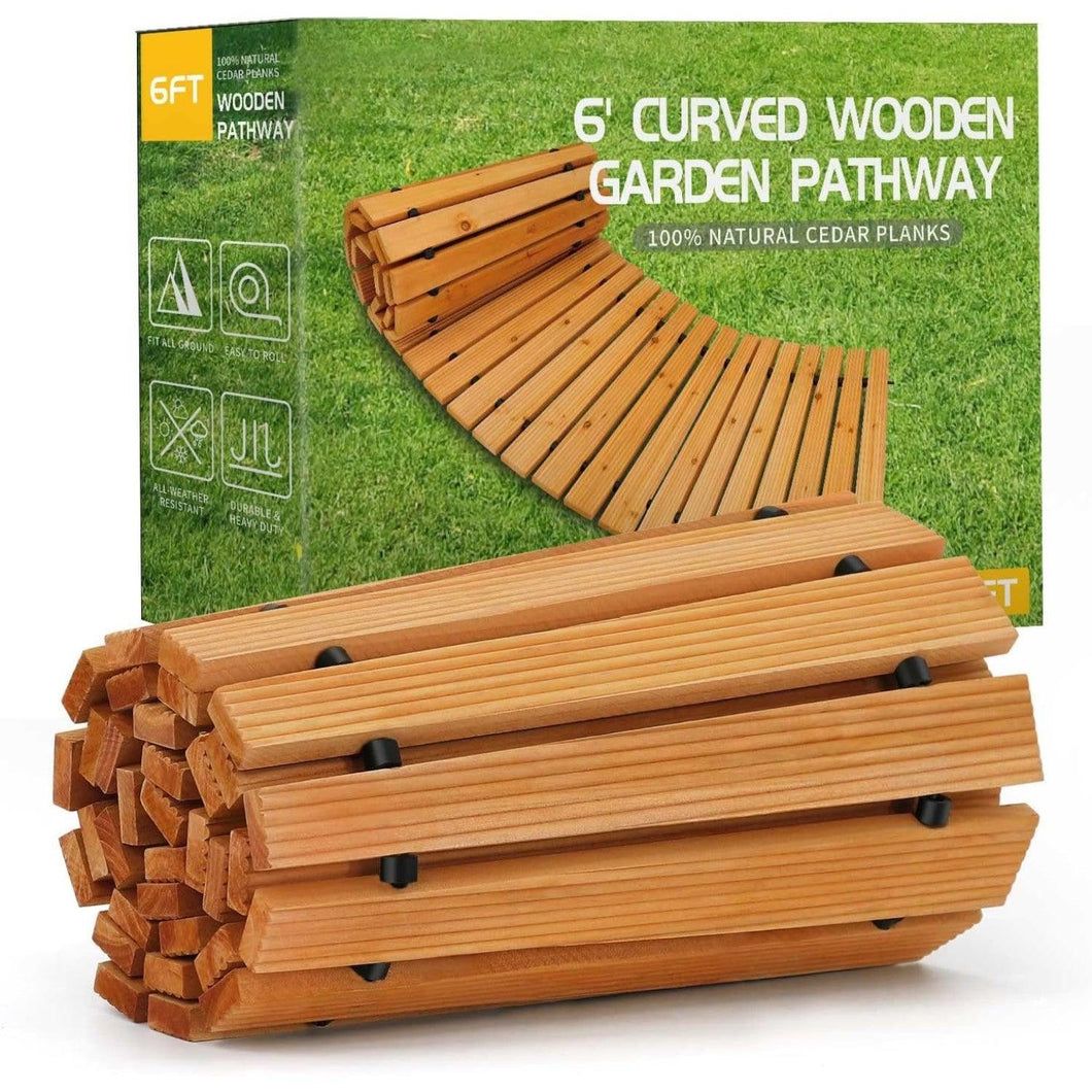 Outdoor Cedar Wood Garden Pathway Weather-Resistant Decorative Roll Out Boardwalk - Adler's Store