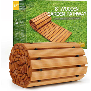 Outdoor Cedar Wood Garden Pathway Weather-Resistant Decorative Roll Out Boardwalk - Adler's Store