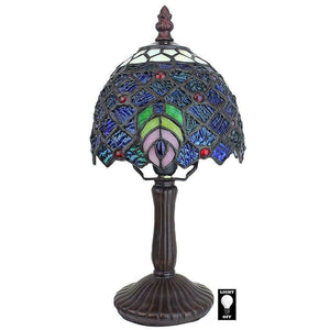 Petite Stained Glass Peacock Table Lamp - Adler's Store