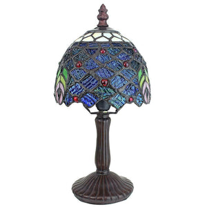 Petite Stained Glass Peacock Table Lamp - Adler's Store