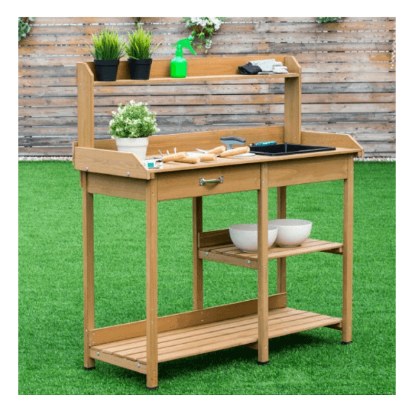 Potting Table with Sink and Shelves - Adler's Store