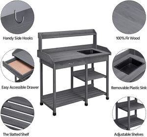 Potting Table with Sink and Shelves - Adler's Store