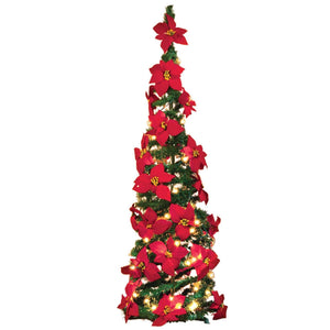 Pre-lit 4 Ft Poinsettia Pull Up Christmas Tree - Adler's Store