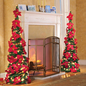Pre-lit 4 Ft Poinsettia Pull Up Christmas Tree - Adler's Store