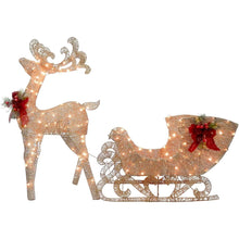 Load image into Gallery viewer, Pre-Lit Reindeer Pulling Sleigh with Pre-Strung LED Lights - Adler&#39;s Store