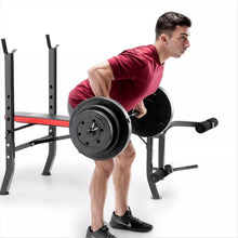 Load image into Gallery viewer, Pro Bench With 100 lb Vinyl Weight Set and Fixed 4-Roller Leg Pad Home Gym - Adler&#39;s Store