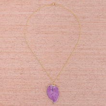 Load image into Gallery viewer, Purple Bougainvillea Leaf Pendant on 22K Gold Plated Necklace - Adler&#39;s Store