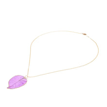 Load image into Gallery viewer, Purple Bougainvillea Leaf Pendant on 22K Gold Plated Necklace - Adler&#39;s Store