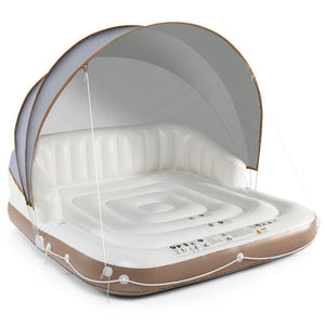 Relaxation Floating Island Raft with Canopy Two Cup Holders and Sunshade - Adler's Store