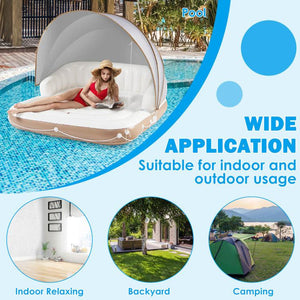 Relaxation Floating Island Raft with Canopy Two Cup Holders and Sunshade - Adler's Store
