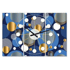 Retro Geometric Design 3 Panels Wall Clock - Adler's Store