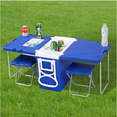 Rolling Picnic Multi Functional Cooler with Table with 2 Chairs - Adler's Store