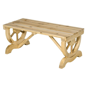 Rustic Style Outdoor 2-Person Wooden Wagon Wheel Garden Bench - Adler's Store