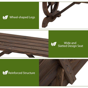 Rustic Style Outdoor 2-Person Wooden Wagon Wheel Garden Bench - Adler's Store