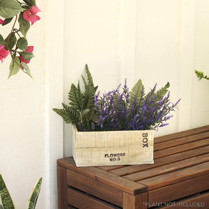 Rustic Wood Finished Concrete Square Flower Box Planter - Adler's Store